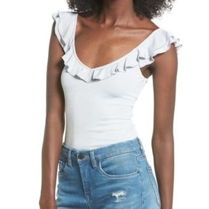 LEITH Grey Ruffle Bodysuit